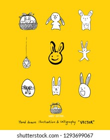 Easter poster / Hand drawn illustration - vector