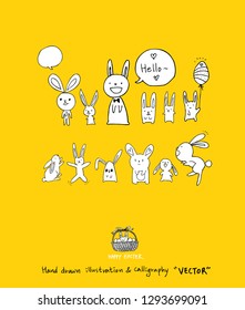 Easter poster / Hand drawn illustration - vector