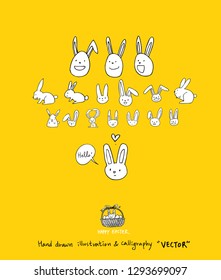 Easter poster / Hand drawn illustration - vector