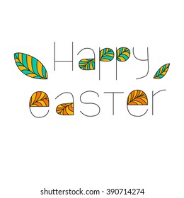 Easter poster with hand drawn lettering. Vector illustration