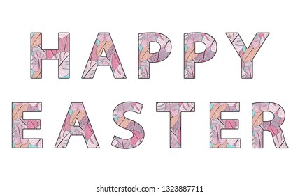 Easter poster. Lettering with tropical 