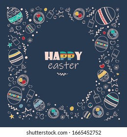 Easter poster on a dark background. Vector illustration.