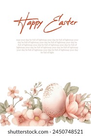 Easter posters or flyers design set with colorful eggs and spring flowers. Watercolor Vector illustration. Place for your text