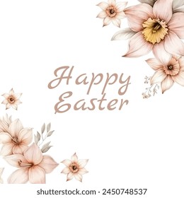 Easter posters or flyers design set with colorful eggs and spring flowers. Watercolor Vector illustration. Place for your text