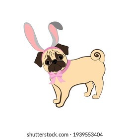 Ilustración vectorial de orejas de conejito de Pascua sobre el fondo blanco. Ilustración del vector