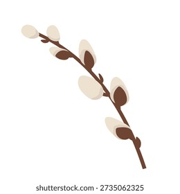 easter pussy willow branch as a symbol of spring renewal and tradition, natural seasonal decoration and Palm Sunday concept -vector illustration
