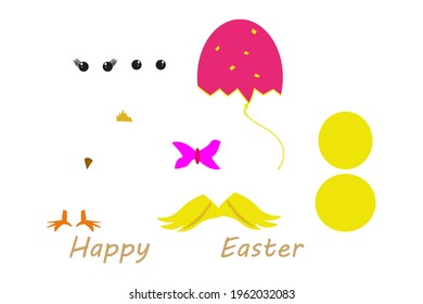 easter puzzle game.elements of an Easter card.isolated on a white background.vector illustration.