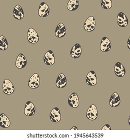 Easter quail spotted little eggs seamless vector patten