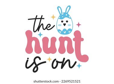 Easter Quote, Retro Cute Bunny