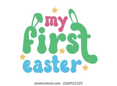 Easter Quote, Retro Cute Bunny