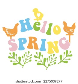 Easter Quote Spring sign in Groovy style, vector modern font design, isolated on white