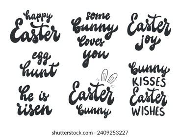 Easter quotes, phrases for sublimation, prints, cards, posters, Set of lettering quotes for Easter decor, inviotations, stickers, etc. EPS 10