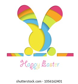 Easter Rabbit Abstract Layer Art with paper cut shapes. Vector design layout for business presentations, flyers, posters and invitations