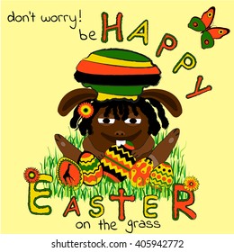 easter rabbit afro on the grass