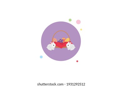 Easter Rabbit Basket Circle Bubble Icon