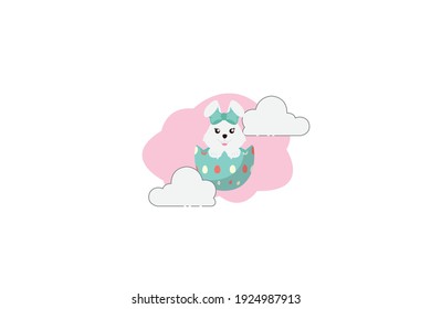 Easter Rabbit Blue Egg Shell Cloud Icon