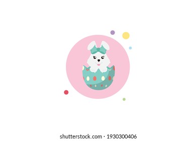 Easter Rabbit Blue Egg Shell  Circle Bubble Icon