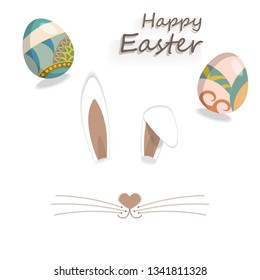 Easter rabbit, easter Bunny. Cute rabbit with painted Easter eggs