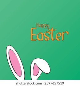 Easter rabbit, easter Bunny ears background. Green background.