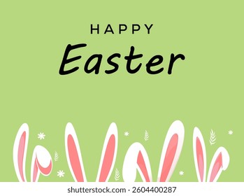 Easter rabbit, Easter Bunny ears. Vector illustration. Easter Day. Happy Easter greeting card, banner with egg on background