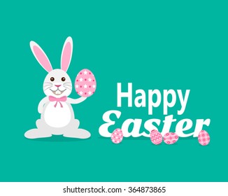easter rabbit bunny with easter egg. happy easter greeting card