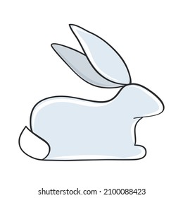 Easter rabbit bunny grey hand drawn for holiday card design