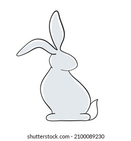 Osterhasen-Hase, hellgraue Hand gezeichnet für die Gestaltung der Ferienkarte