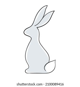 Easter rabbit bunny grey hand drawn for holiday card design