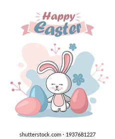 Easter rabbit, easter Bunny. Happy Easter card