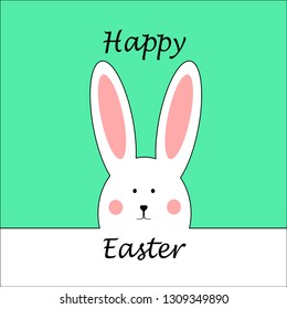 Easter rabbit, bunny with Happy Easter message. Vector design. 