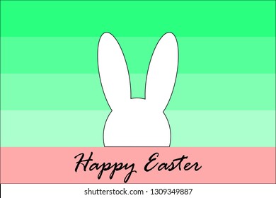 Easter rabbit, bunny shilhouette with Happy Easter message. Vector design. 
