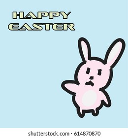 Easter rabbit bunny with soft tone kid color hand drawing doodle style vector