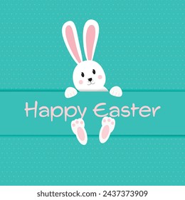 Easter rabbit, easter Bunny. Vector illustration. Easter Day. Happy Easter greeting card, banner with egg, rabbit. Bunny, texture background.