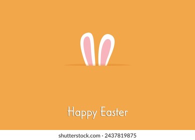 Easter rabbit, easter Bunny. Vector illustration. Easter Day. Happy Easter greeting card, banner with egg, rabbit. Bunny, texture background.