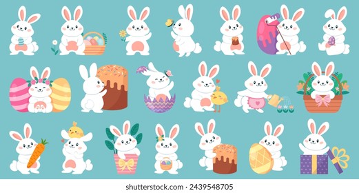 Easter rabbit, easter Bunny. Vector illustration.