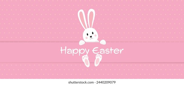Easter rabbit, easter Bunny. Vector illustration. Easter Day. Happy Easter greeting card, banner with egg, rabbit. Bunny, texture background.