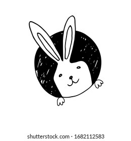 Easter rabbit, easter Bunny.hand drawing, outline.Vector illustration.
