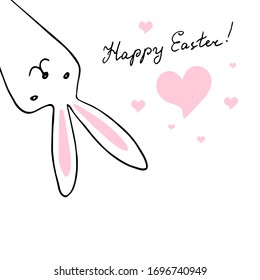 Easter rabbit, easter Bunny.hand drawing,greeting card,outline.Vector illustration.