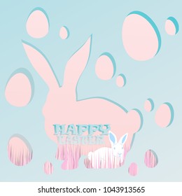 Easter rabbit, easter Bunny.Happy Easter.paper art.