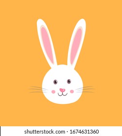 Easter rabbit, easter Bunny.Hare head.Icon vector character,isolated on orange background.