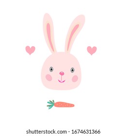 Easter rabbit, easter Bunny.Icon,vector illustration on white isolated background.Cartoon character for kids and other design.