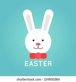 Easter rabbit card. Flat illustration.