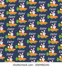 Easter rabbit and carrot pattern for easter card, gift wrap