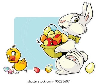 Easter rabbit carrying eggs