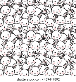 Easter Rabbit Cartoon Face Seamless Pattern