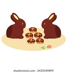Easter rabbit. Chocolate rabbit. Isolated object. Flat design. Vector illustration
