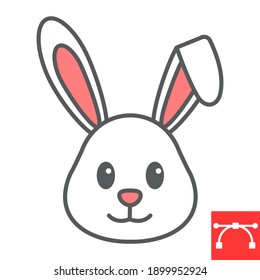 Easter rabbit color line icon, funny and holiday, easter bunny vector icon, vector graphics, editable stroke filled outline sign, eps 10