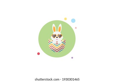 Easter Rabbit Colorful Egg Shell  Circle Bubble Icon