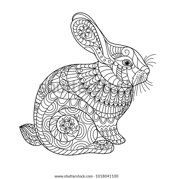 easter rabbit coloring page adult children stock vector