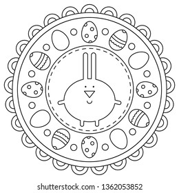 Easter. rabbit. Coloring page. Eggs. Vector illustration.